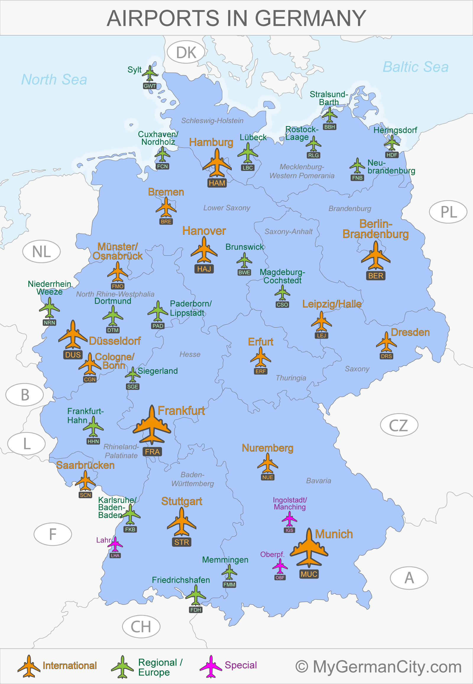 Airports in Germany Map